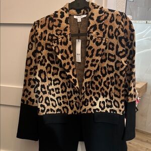 Chico's Animal Print Blazer with Black Details